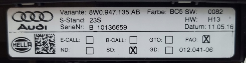 фото №13, Лампа стельовий led audi a4 b9 8w 8w0947135ab