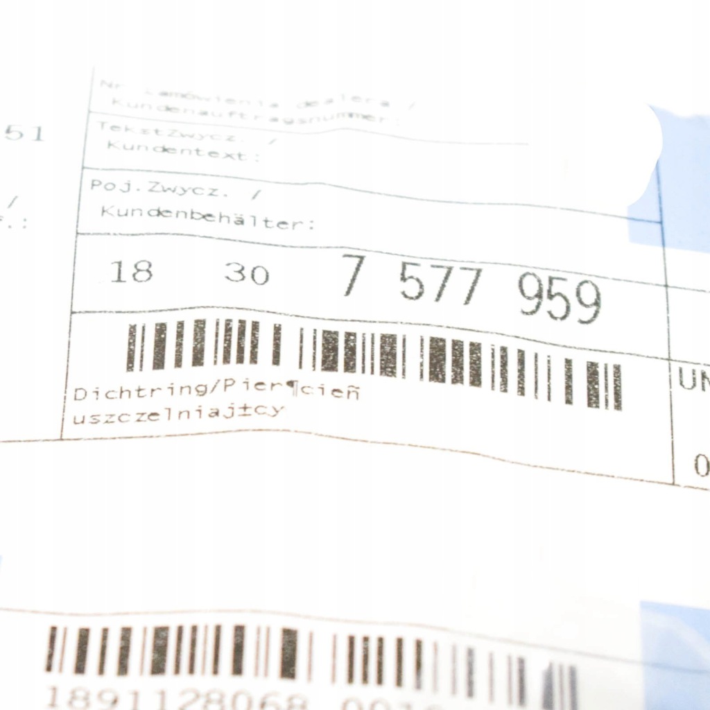 Кольцо уплотнительный системы выпускной bmw 5 f10 18307577959 7577959 Цена