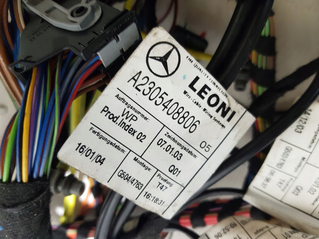 фото №14, Джгут електропроводка модуля акумулятор багажника mercedes sl r230 w230