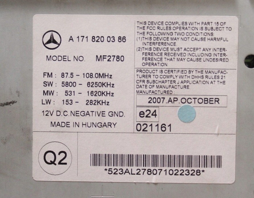 фото №16, Радіо cd mercedes slk w171 r171 07r a1718200386