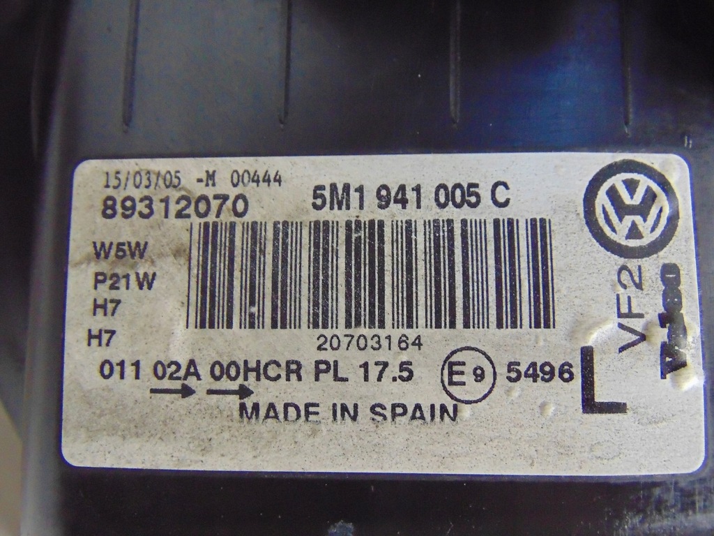 фото №16, Лампа левая перед vw golf vi plus 5m1941005c europa ładna демонтаж