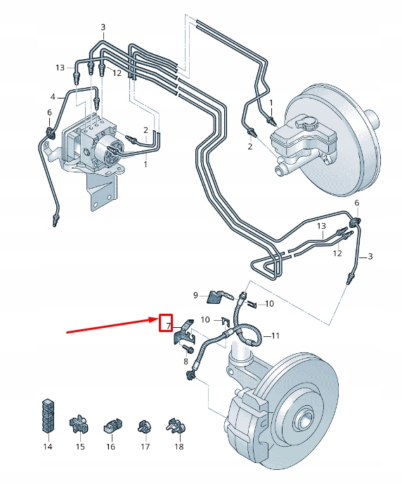 фото №2, Audi rs3 передняя часть правый brake шланг retainer 8v0611842