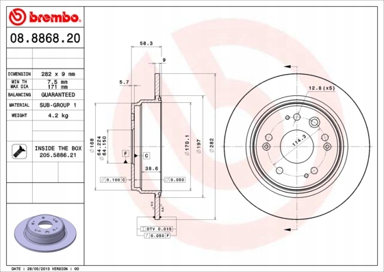 фото №3, Гальмівні диски гальмівні колодки задня brembo honda cr-v ii