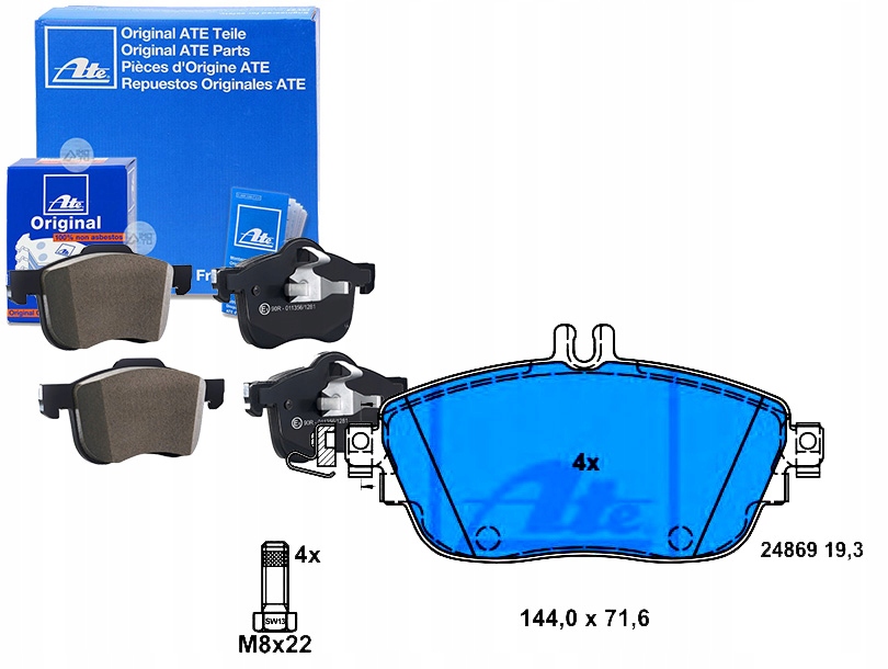 фото №1, Ate тормозные колодки тормозные mercedes перед w176 w246 x156