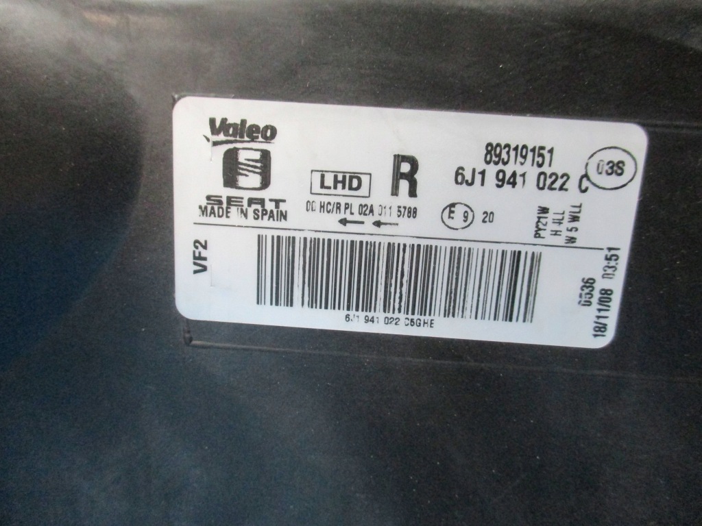 фото №8, Лампа правый перед передняя seat ibiza iv 6j1941022c europa