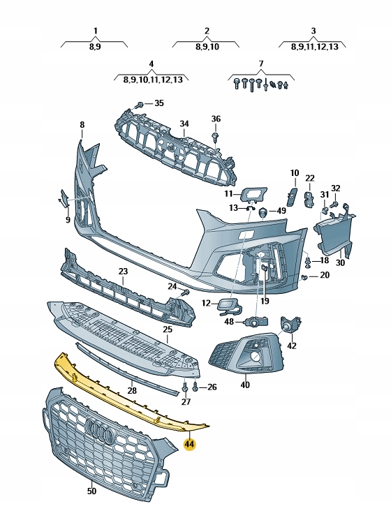 Купити Спойлер накладка передній бампера audi a4 a5 b9