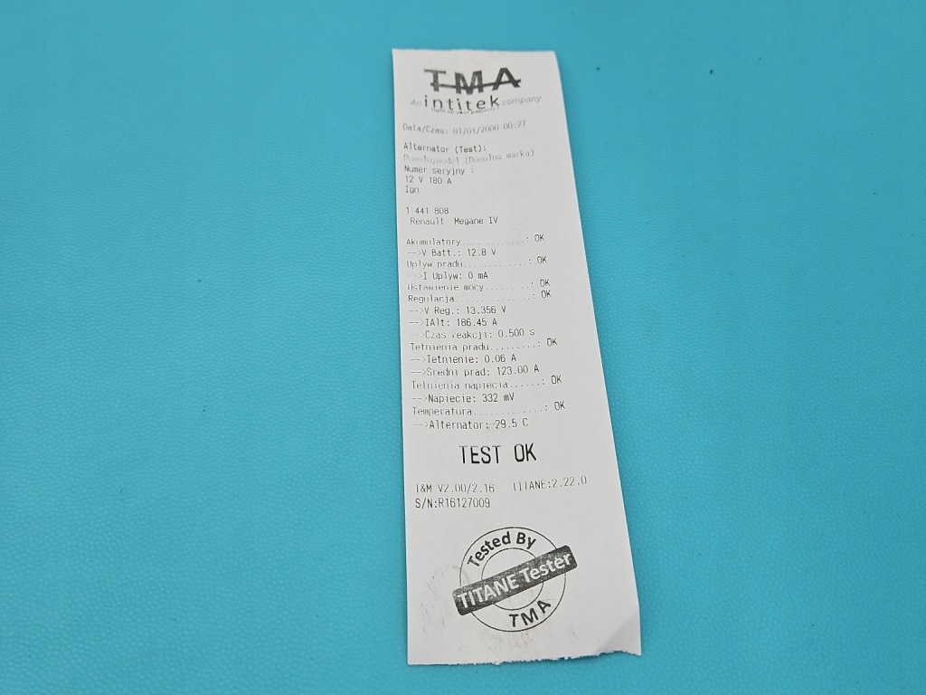 Test генератор renault megane iv 231004402r 1.5 dci k9ku873 Зі Шроту