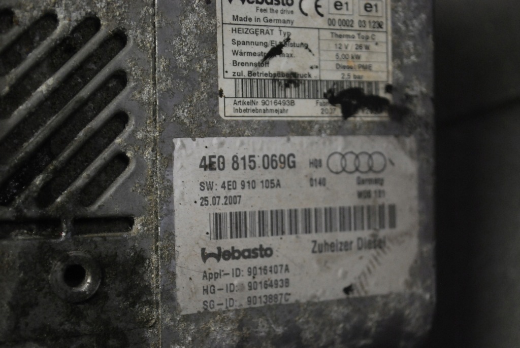 фото №5, Webasto обігрівач a8 d3 lift 4.2 tdi 4e0815069g