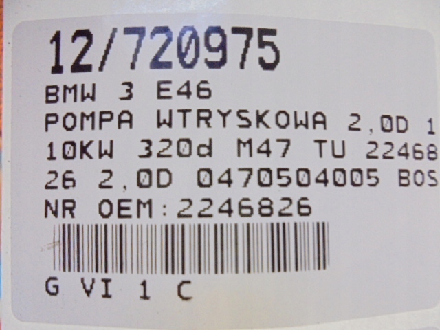 Bmw 3 e46 насос впрыскная 2246826 2,0d 0470504005 Оригинал