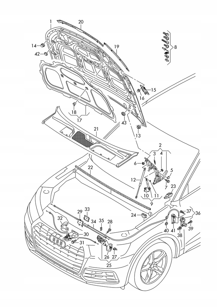 фото №8, 80a823301b петля капот лівий ly7c audi q5 80a fy