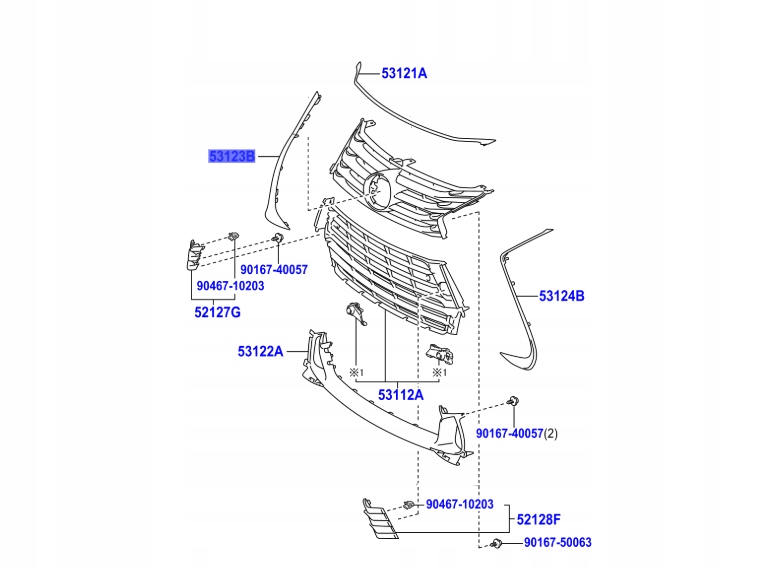 фото №1, 52712-30120 права хромована молдинг na решітка радіатора передній бампера lexus gs
