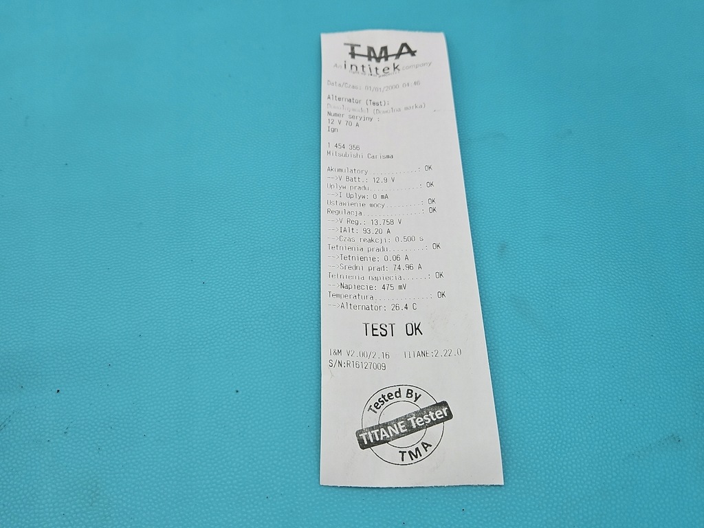 фото №7, Test генератор mitsubishi carisma 0123315008 1.6 16v