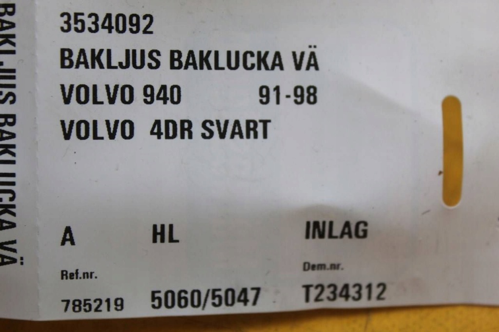 фото №12, Вкладиш лампи hella лівий задня volvo 940 3534087 nr375