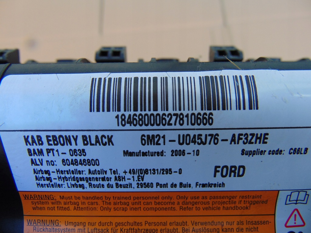 фото №7, Подушка колінна подушка безпеки колінна подушка безпеки ford s-max mk1 galaxy mk3 06-15