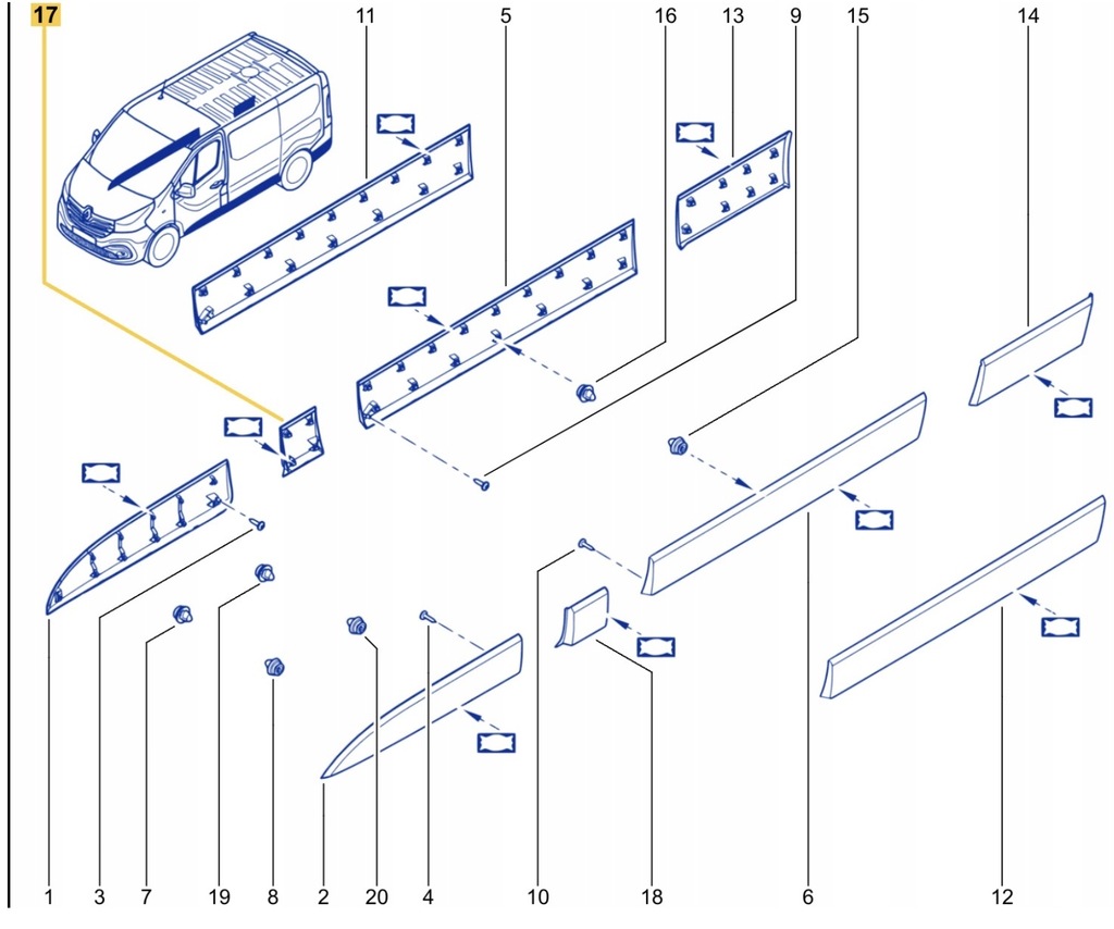 фото №14, Молдинг боковая правая renault trafic iii iv opel vivaro b fiat talento nv300