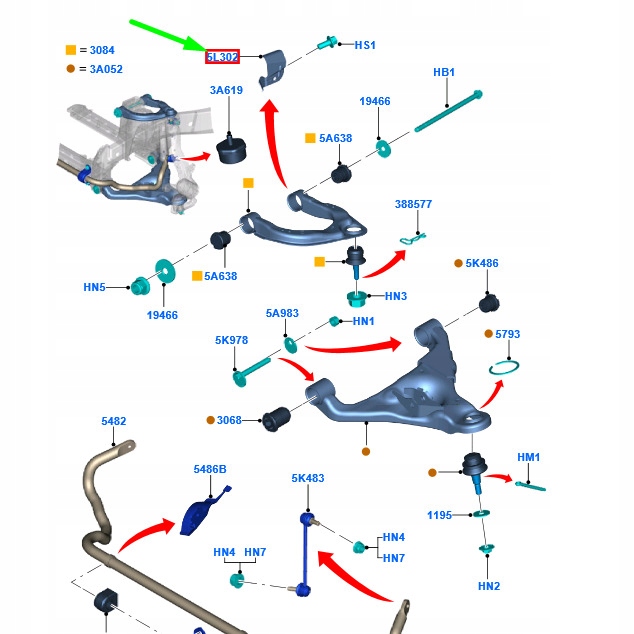 фото №1, Ford ranger t6 mk3 передняя часть правый suspension гильза 1723975 original