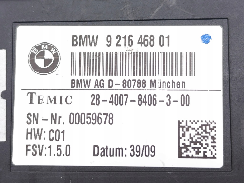 фото №7, Bmw 5 series модуль / блок управления сиденье 530d дизель 180kw 245 hp 9216468