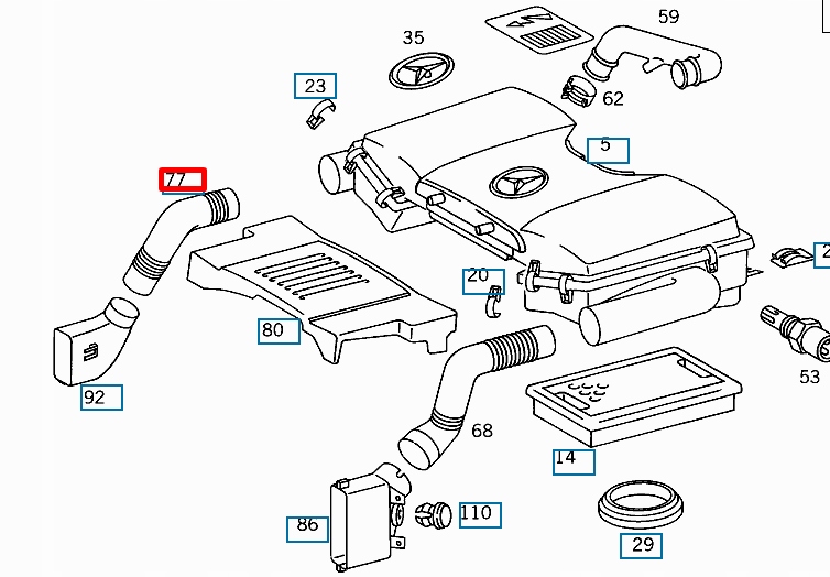 Mercedes benz s w140 шланг впуск воздуха правый a1190947382 Цена