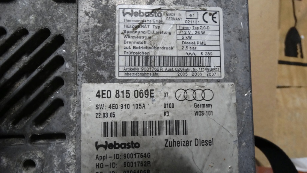 фото №5, Webasto 4e0815069e audi a8 d3 дизель