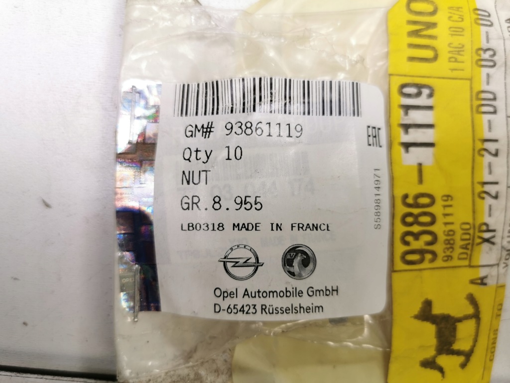 Гайка корпус отопителя, m6 opel vivaro-b оригинальный номер 93861119 Цена