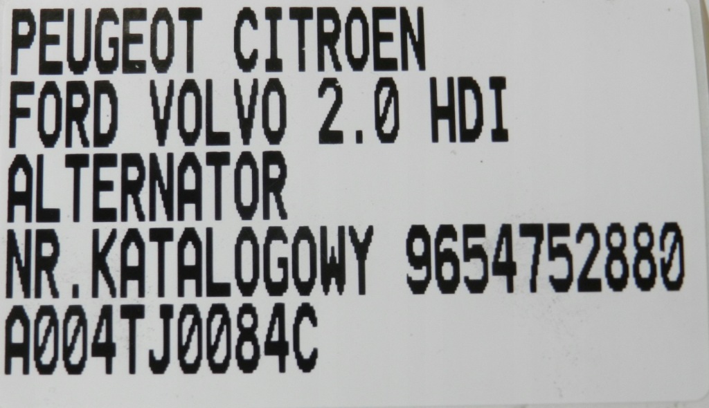 Генератор peugeot citroen 2.0 hdi 9654752880 a004tj0084c с Разборки