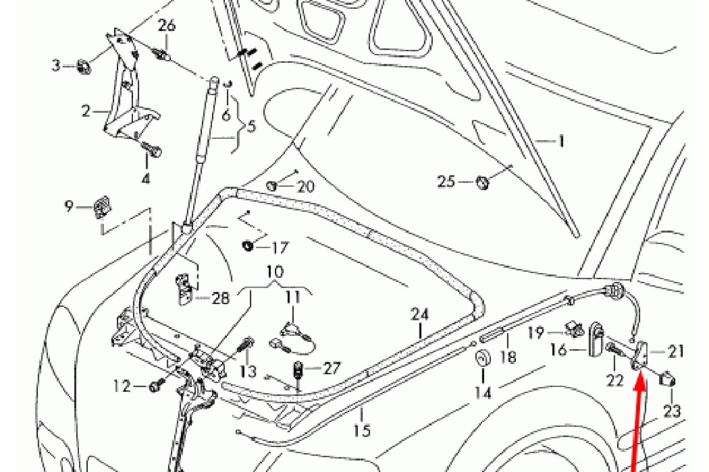 фото №10, Audi a1 8x кронштейн відкривання капот rhd 7l0823633g новий оригінальний 2013
