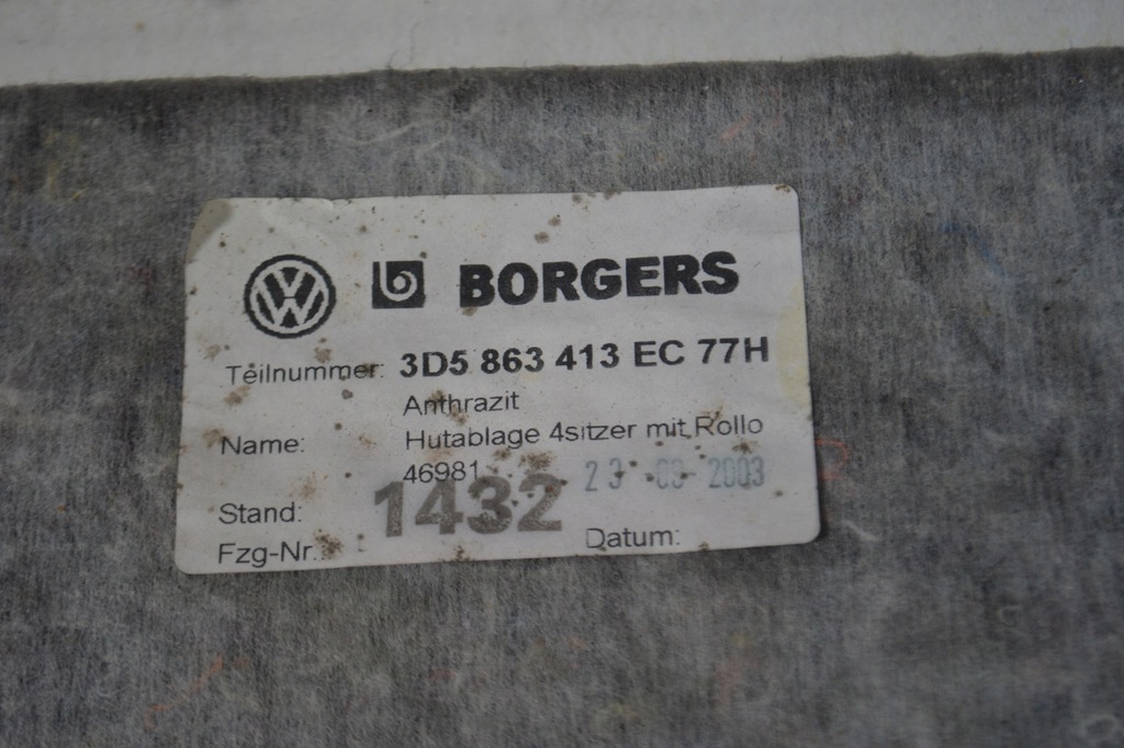 фото №6, Полка багажника шторка vw phaeton 3d5863413ec77h