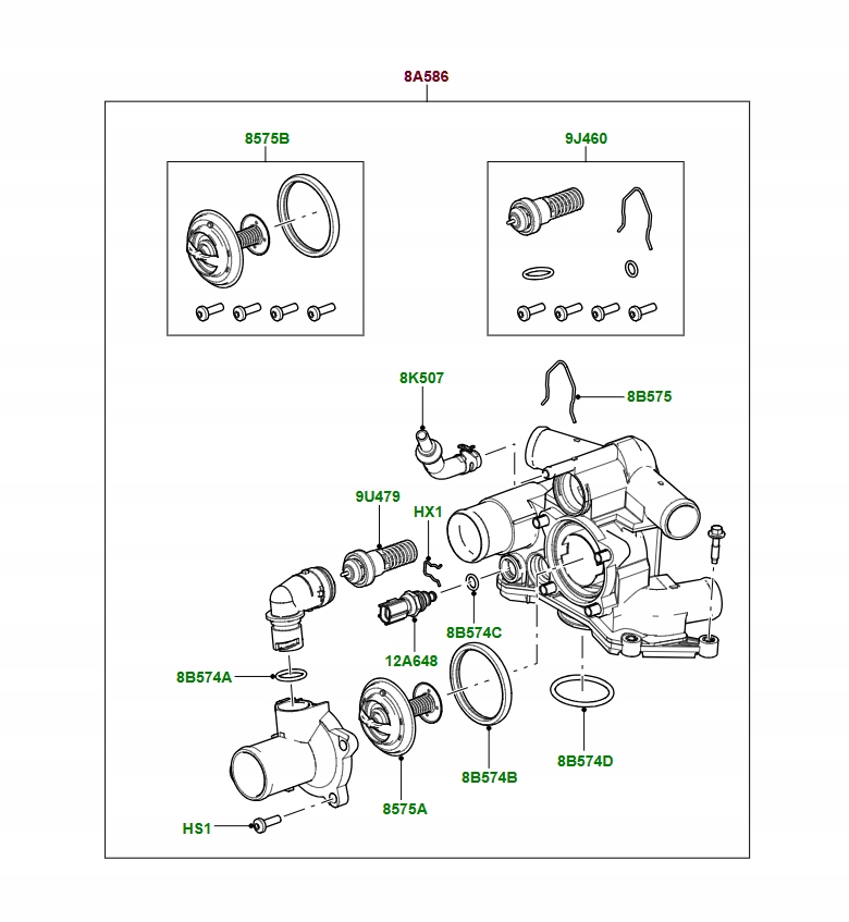 фото №1, Термостат с корпус range rover l322 range rover sport l320 lr004318