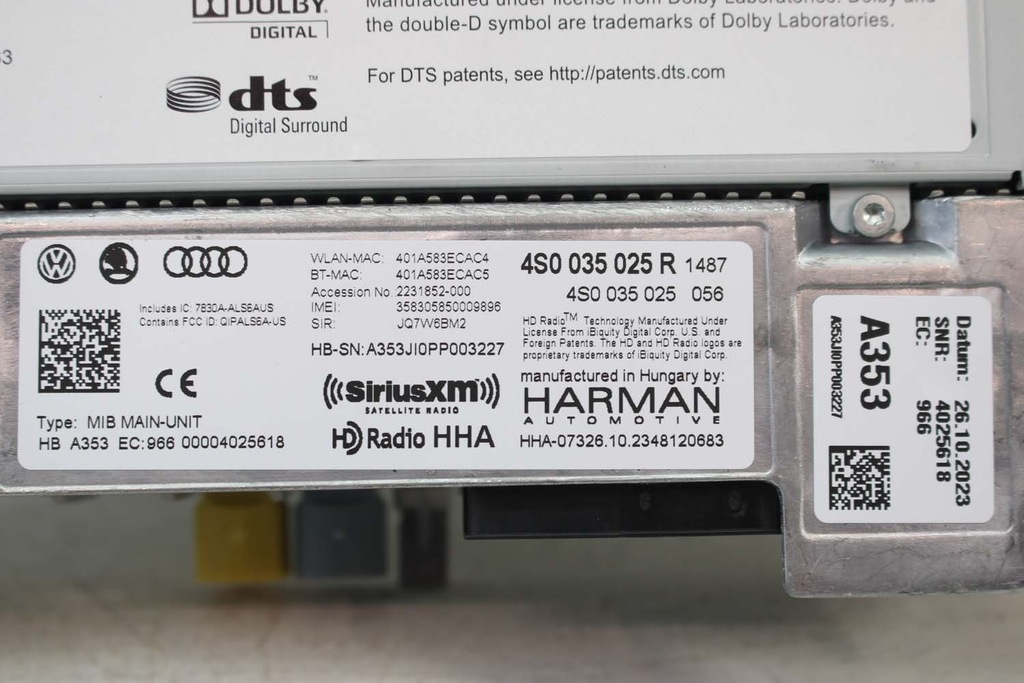 фото №10, Audi r8 зчитувач mmi 4s0035025r 4s0035027r mib ii s