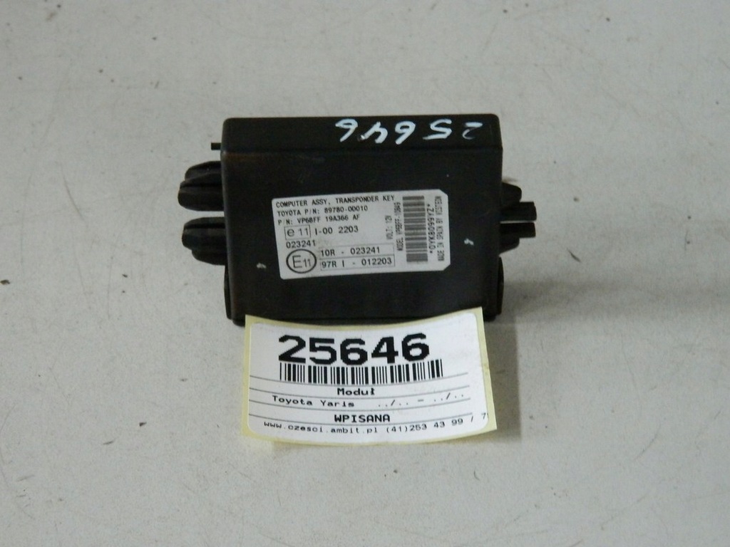 фото №1, Toyota yaris модуль assy 89780- 0d010 транспондер
