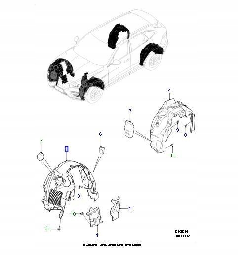 фото №8, Передня ліва захист підкрилок jaguar f pace 16 t4a13096