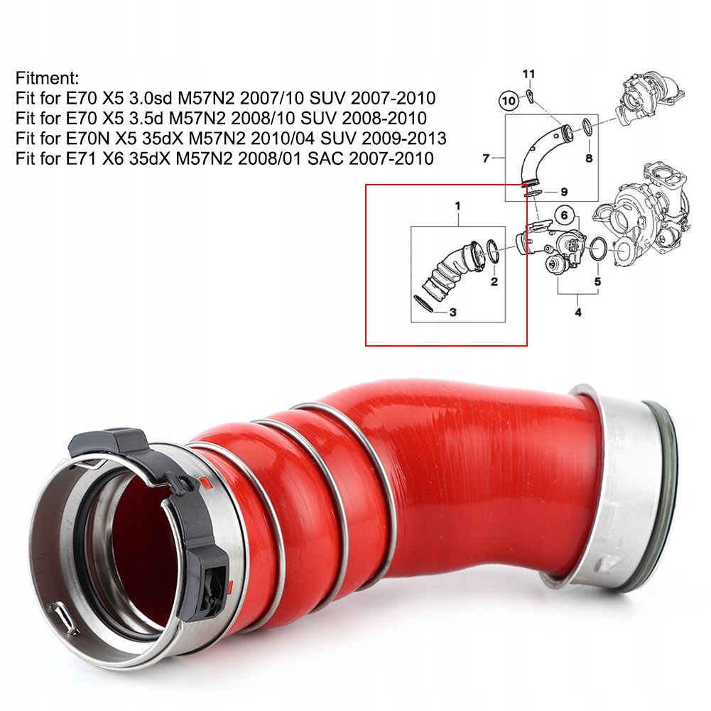 фото №13, Труба wężowa turbo интеркулер 11617799873 pasuje do двигателя x5 e70 x6 e71