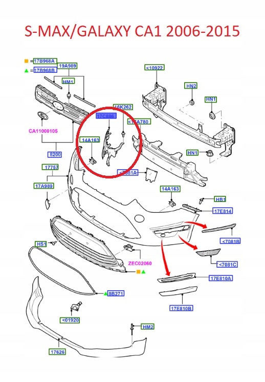 Направляющая бампера перед правый ford s-max mk1 2010-15 Доставка
