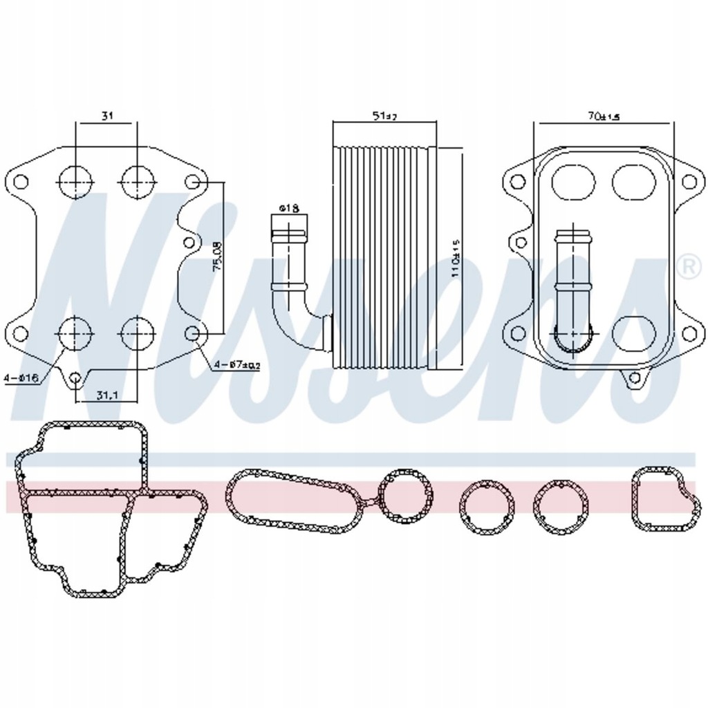 фото №6, Nissens 91272 радіатор оливи, олія двигунний