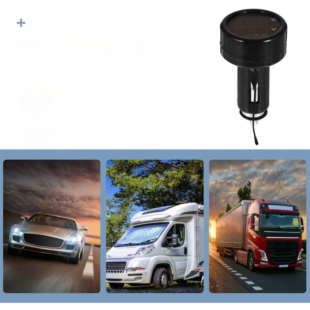 фото №11, Штекер прикурювача автомобільний 2 w 1 12–24 v woltometr індикатор temperatu