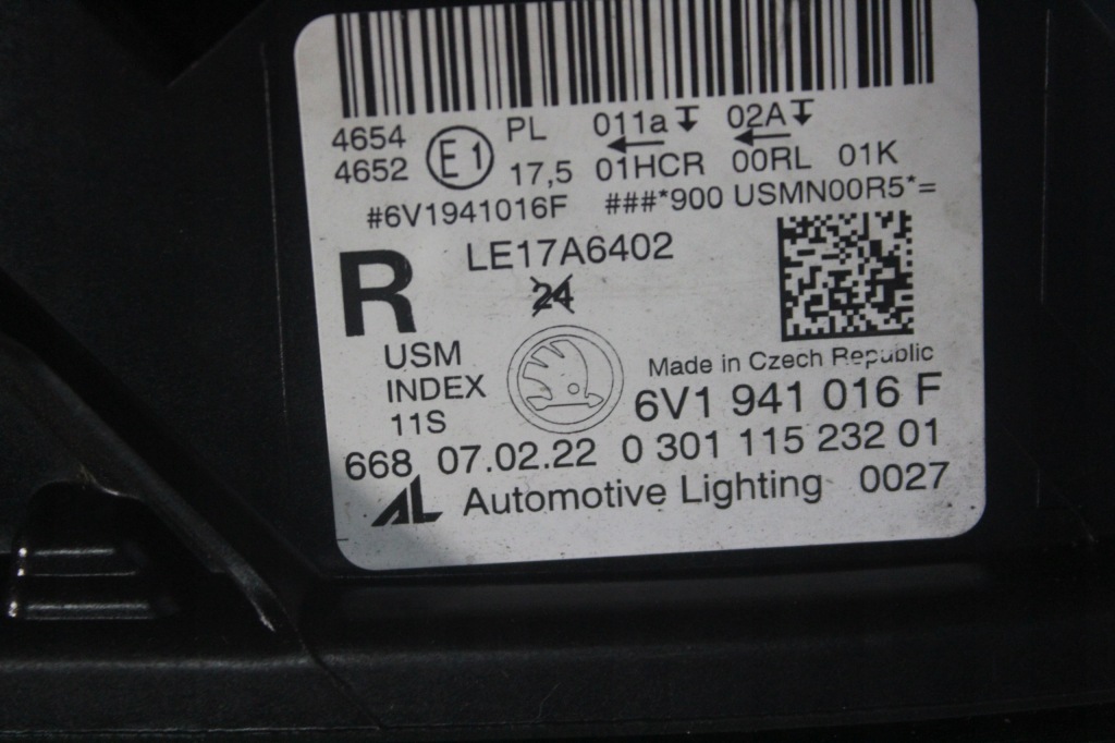 фото №6, Лампа правая перед skoda fabia iii 3 lift full led 6v1941016f