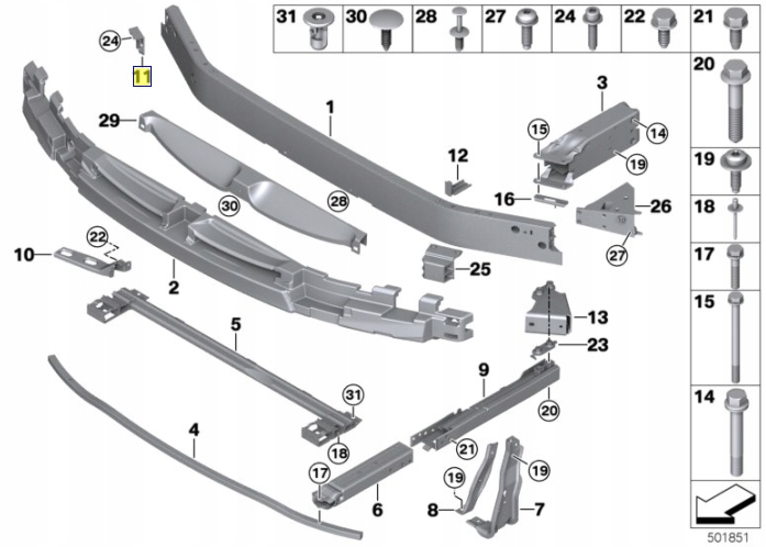 Кронштейн бампера bmw f39 f48 16 18 20 25 28 m35 mini f60 - 51117424511 Цена