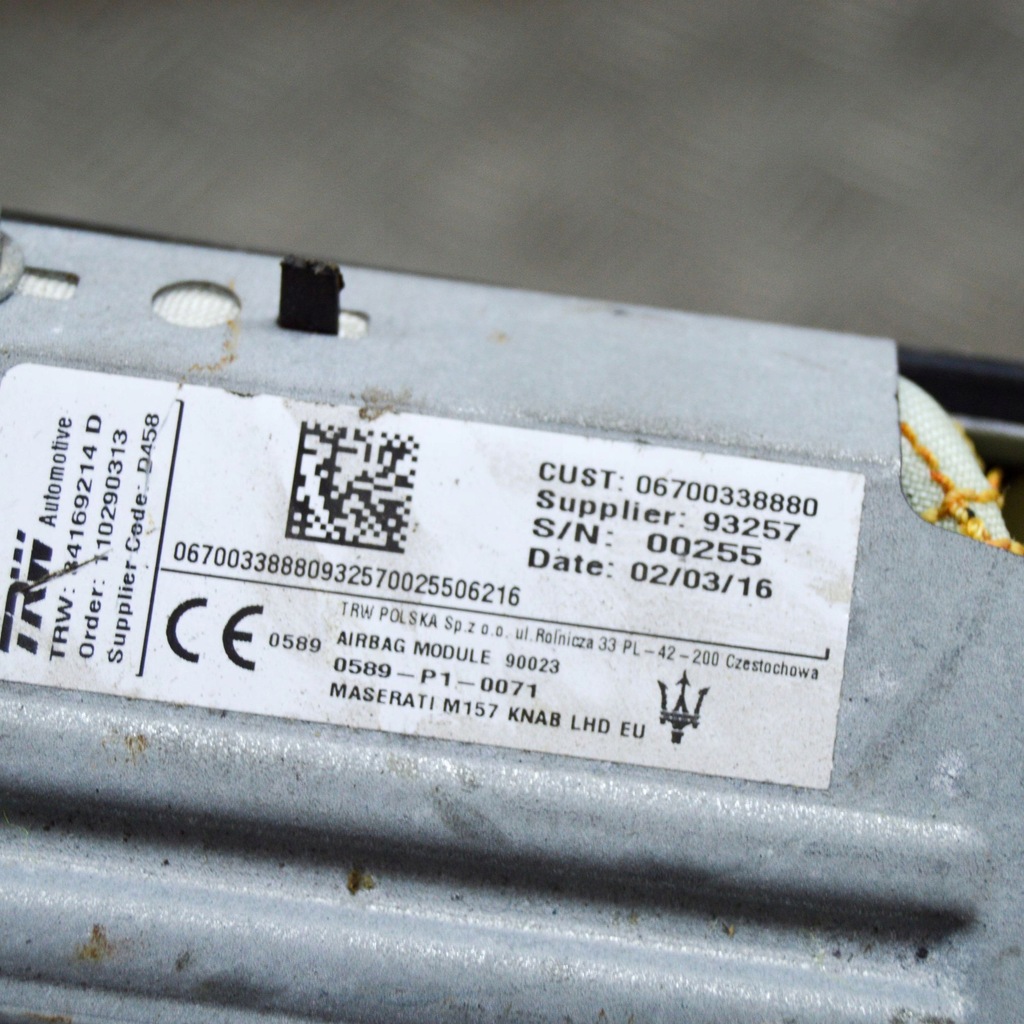 фото №6, Maserati ghibli 2016 подушка воздушная подушка безопасности защитная колени