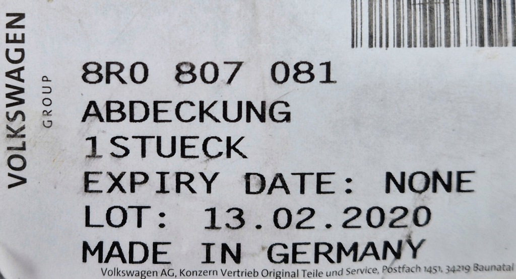 фото №9, Audi q5 8r защита накладка верхний поперечина передний оригинальный номер 8r0807081 nowa