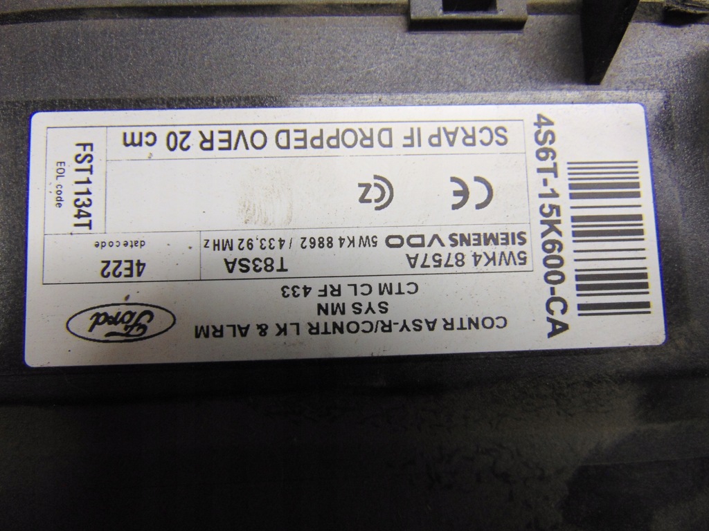 фото №12, Набор стартовый иммобилайзер ford fiesta v mk5 02-08r 1.4 бензин europa