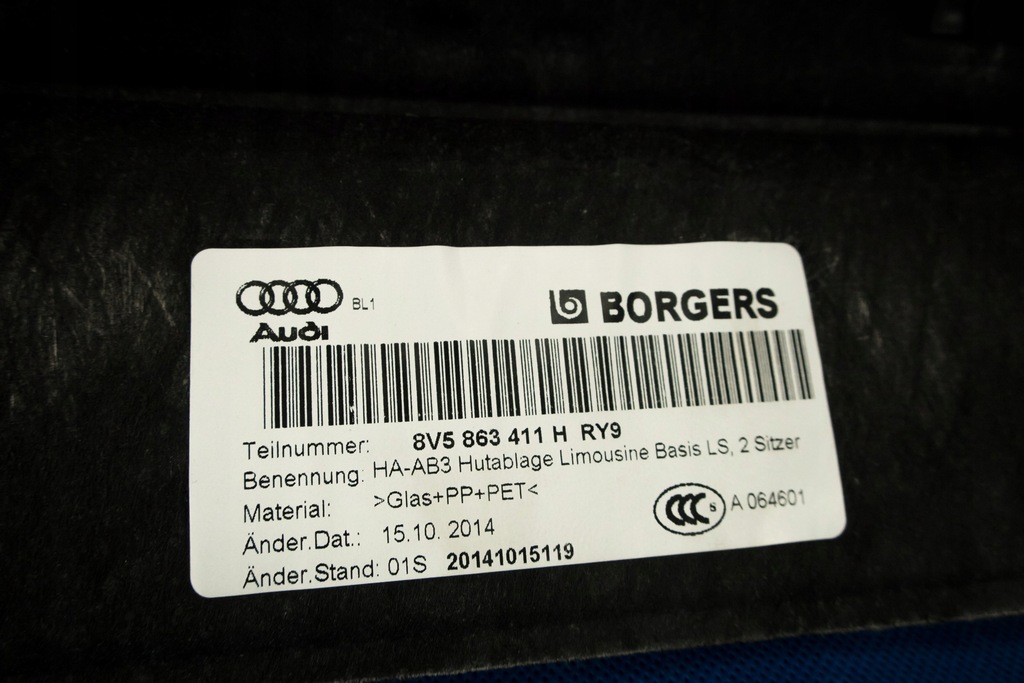 фото №7, Полка задняя audi a3 s3 rs3 8v sedan 8v5863411h