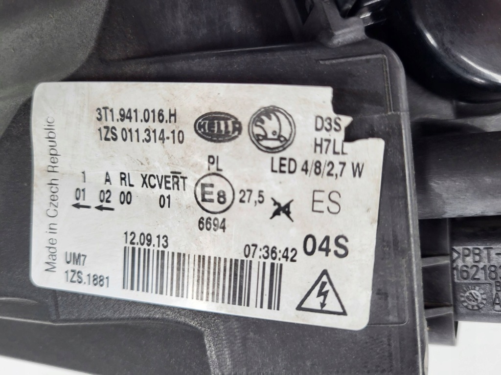Фара фара правая  перед ксенон led skoda superb 2 рестайлинг  3t1941016h оригинальный номер с Разборки
