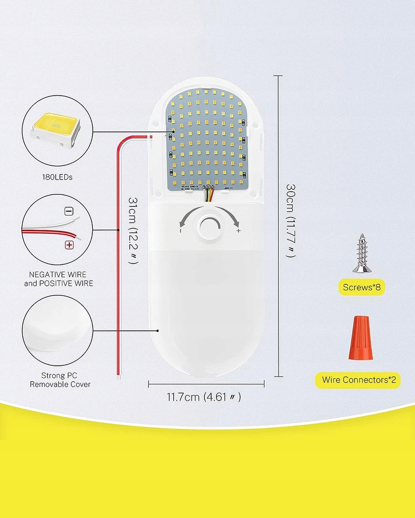 фото №8, Лампа потолочная led салона авто bus 12-24v 180led 900lm