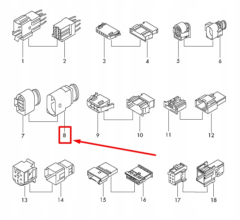 фото №8, Porsche taycan 6 pin плоский contact housing правый 1j0973833