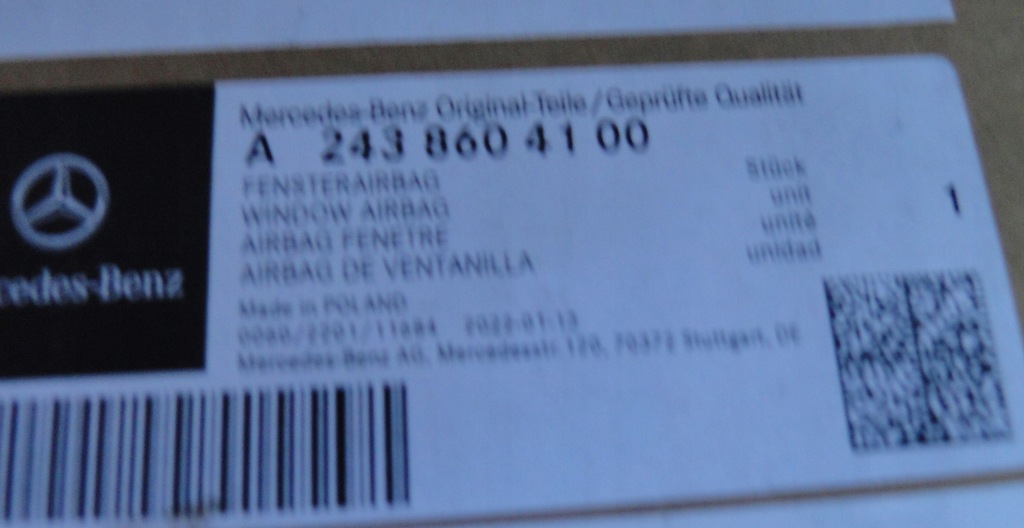 фото №9, Mercedes eqb 243 x243 шторка безпеки повітряна ліва права