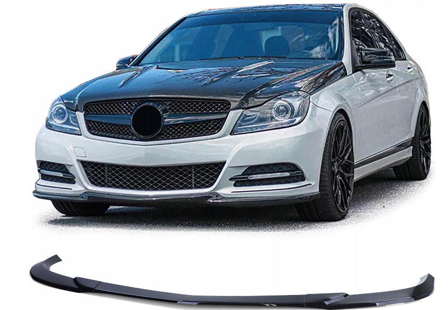 фото №1, Накладка сплиттер mercedes w204 чёрный блеск