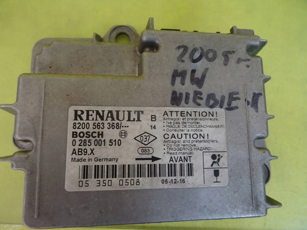 фото №1, Модуль датчик подушка безпеки renault clio iii 8200563368 nr139