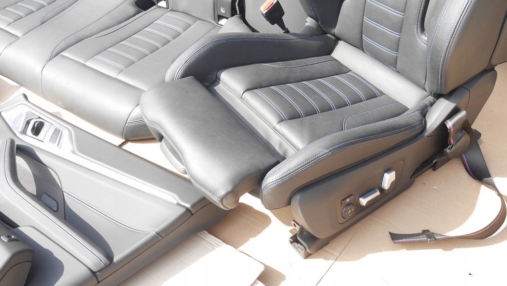 фото №10, Bmw i4 m50 g26 сидіння електричний заднє сидіння обшивки шкіра niebieska nić