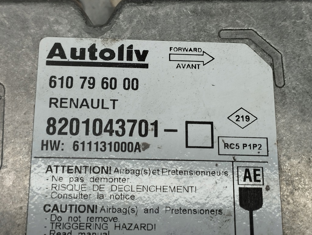 фото №2, Модуль подушка безпеки renault clio iii 8201043701