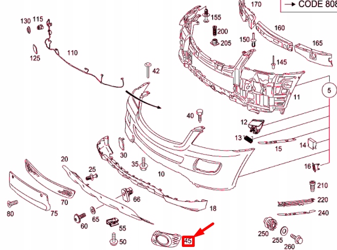 Mercedes-benz ml w164 передний бампер левая защита решетка a1648260124 Киев